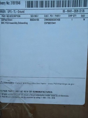 LG CSP30272441 SVC PCB Assembly Onboarding OEM Genuine LG Control Board