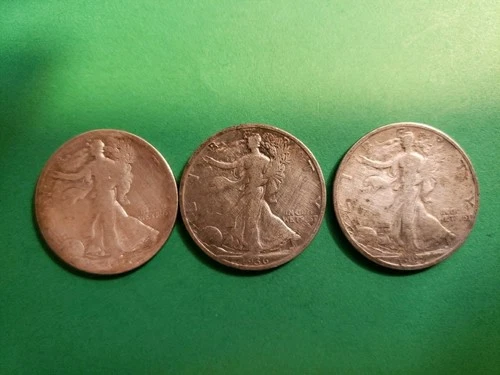 3 Early Walking Liberty Halves S Mints 23s, 27s 36s Read Details