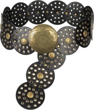 Women Wide-Disc-Western-Belt Boho-Concho-Belt Cowgirl Cowboy Chunky Belts for Je