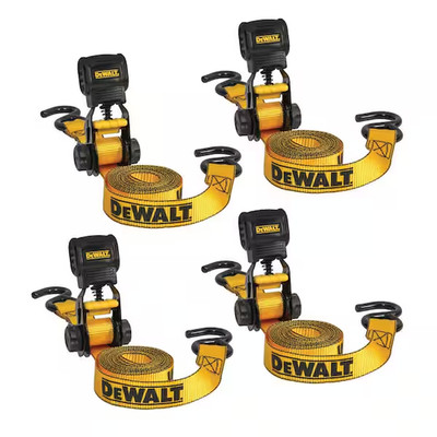 DEWALT 1 In. x 12 Ft. Ratchet Tie-Down Straps (4-Pack) 1500 lb. Break Strength