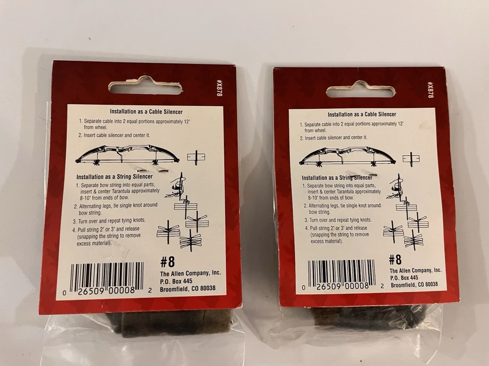 2 PAIR ALLEN ARCHERY TRADITIONAL BOW TARANTULA STYLE FLEECE BOWSTRING SILENCERS - Image 2 of 2