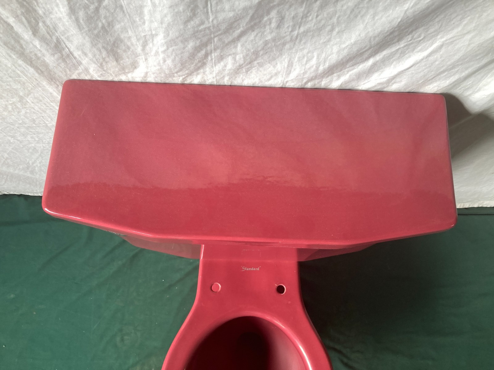 Vtg Mid Century Burgundy T'ang Red Porcelain Toilet Standard Round Bowl 336-25E