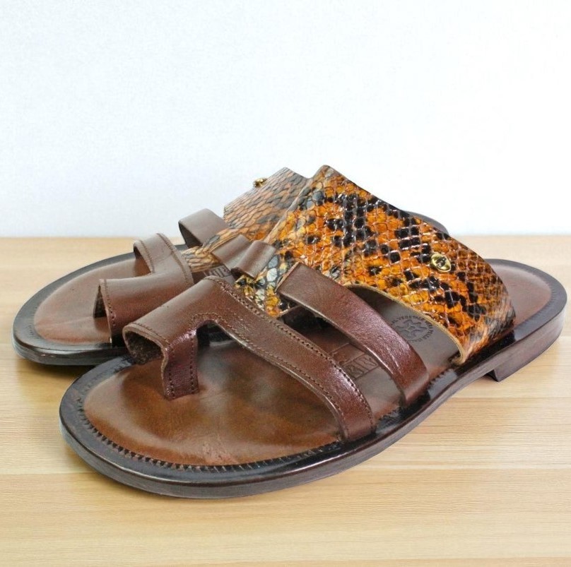 Premium Leather Sandals handmade in Italy. Genuine Tan Leather Women main image 2