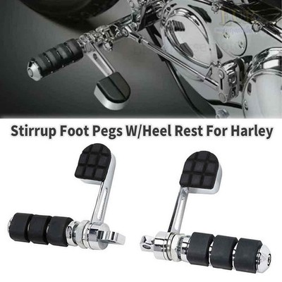 Pair Stirrup Foot Pegs W/Heel Rest For Harley FXDF Fat Boy Softail Super Glide