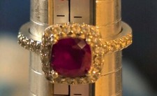 DL 925 Sterling Silver Red Garnet Halo Set Ring Size 7