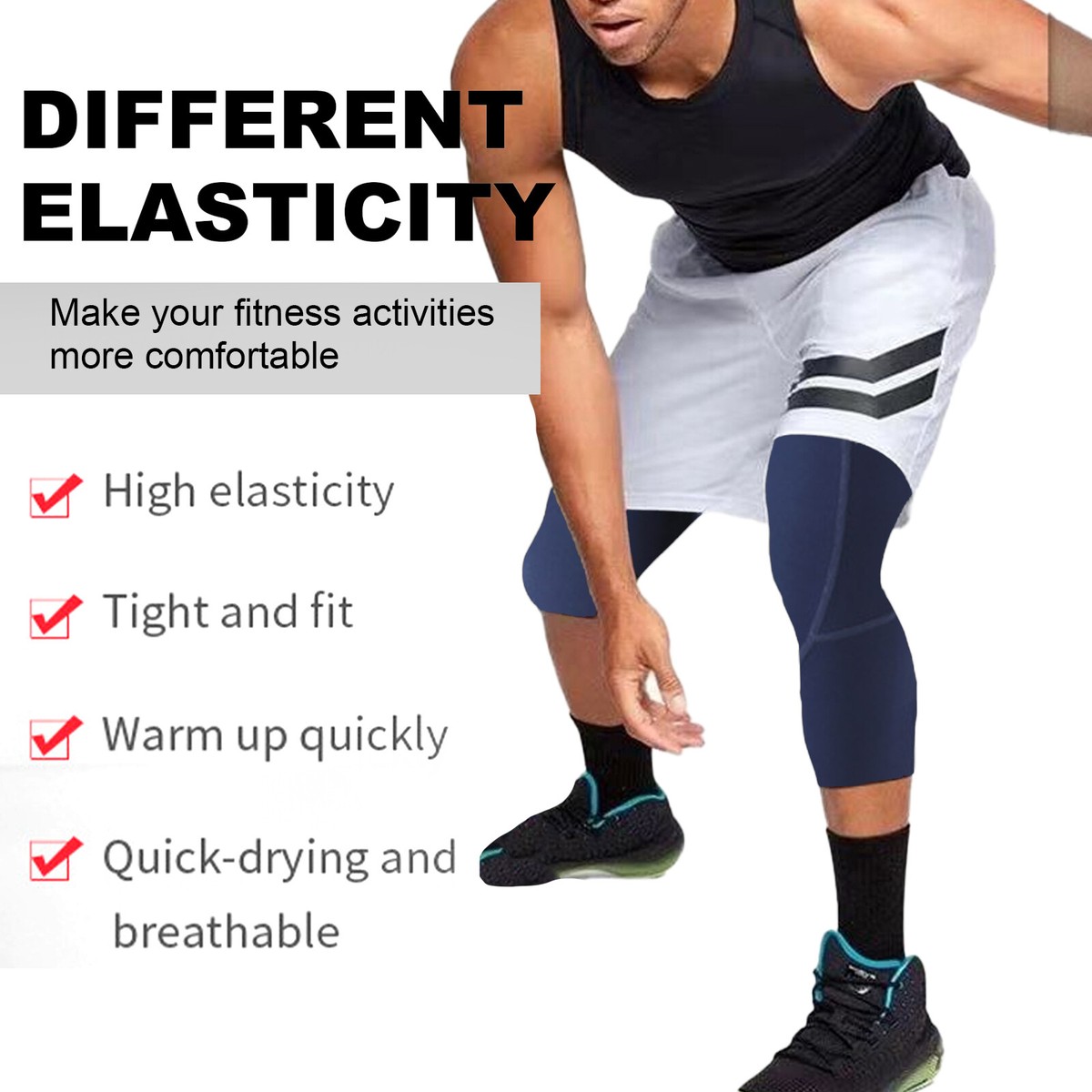Towintec Legging Compression Une Jambe Homme Avec Poches - Pantalon Running Fitness Séchage Rapide Respirant