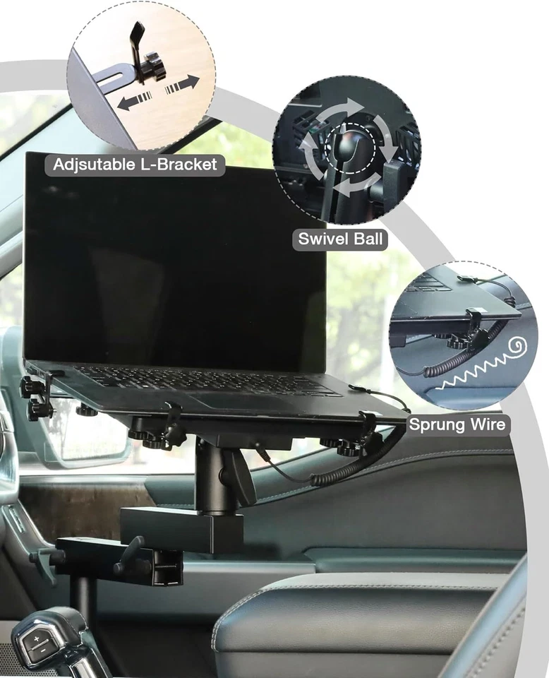 Vehicle Laptop Mount for Ford F150 250 350 Truck - Up to 17" Laptop Stand Holder - Image 4 of 4