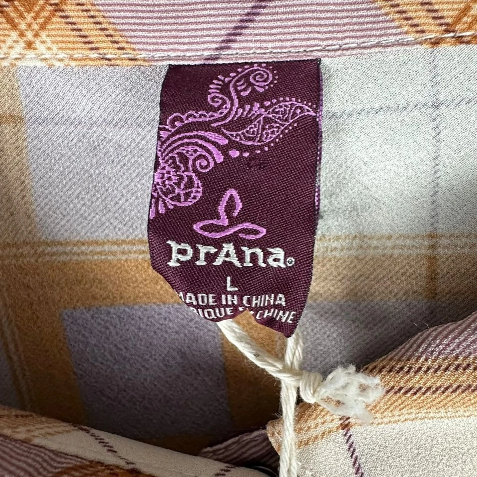 Maxi camisa prAna Flint a cuadros ámbar oscuro para mujer talla grande nueva con etiquetas túnica transparente fluida Foto 3 de 4