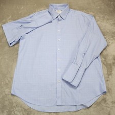 Charles Tyrwhitt Shirt Mens 18 35 Blue Glen Check Classic Fit French Cuff Dress