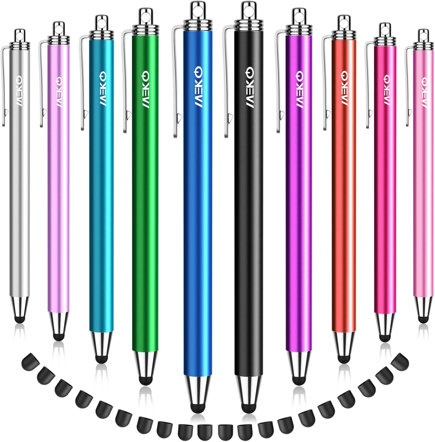 10-Pack Meko Thin Rubber Tip Stylus for Touchscreens with Replaceable Tips-image