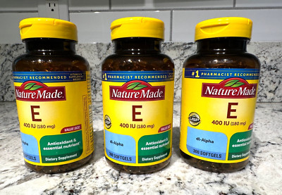 NATURE MADE Vitamin E 180 mg (400 IU) dl-Alpha Antioxidant 300 Count X3 12/2029