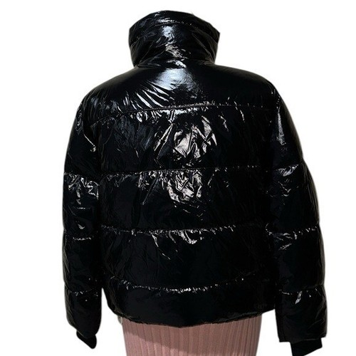 NWOT $198 Lou & Grey X LOFT Active Puffer Jacket Shiny Black Pockets - Picture 7 of 7
