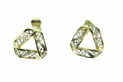 9 ct white and yellow gold filigree stud earrings