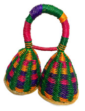 African Gurunsi Double Rattle Handmade Bolga Shaker Instrument Set Basket-125