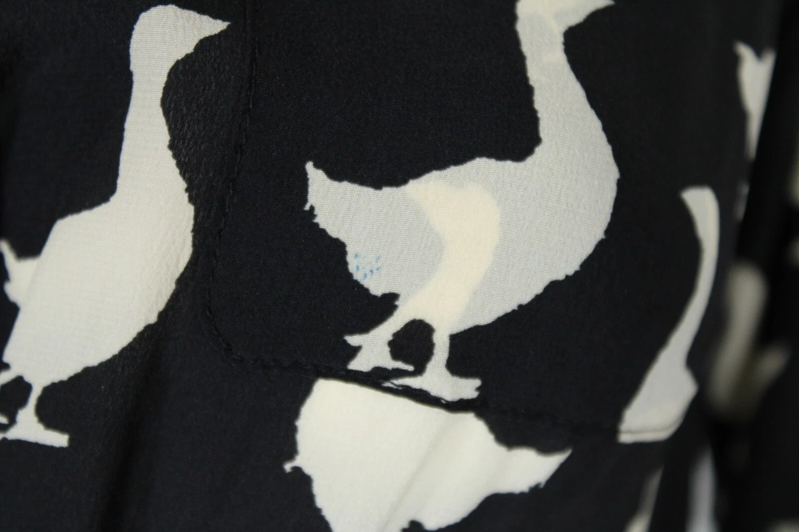 MOSCHINO CHEAP & CHIC Mini Abito Crepe Seta Stampa Anatra Bianco e Nero 40