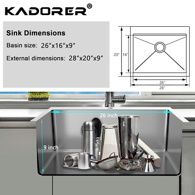 KOXKING Drop-in Kitchen Bar Sink 28