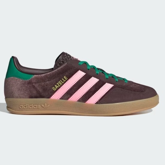 Женские кроссовки Adidas Gazelle из бархата в помещении темно-коричневого/розового цвета - JI2714 Expeditedship