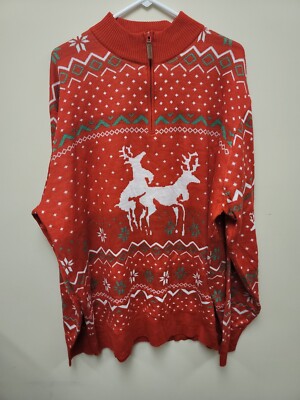 Tipsy Elves Ugly Christmas Sweater Adult 3XL Red With - Main Image