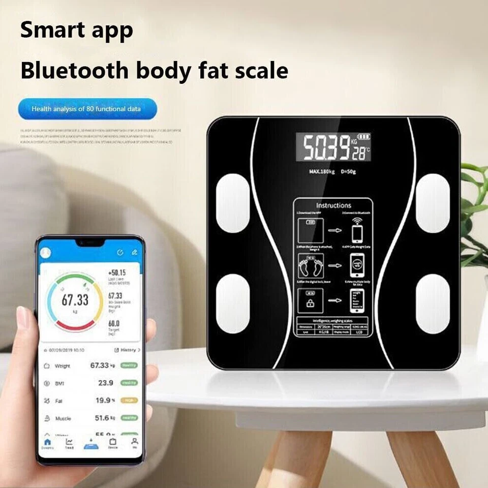 Body Fat Bluetooth USB Charging 180kg Smart BMI Digital Wireless Weight Scales