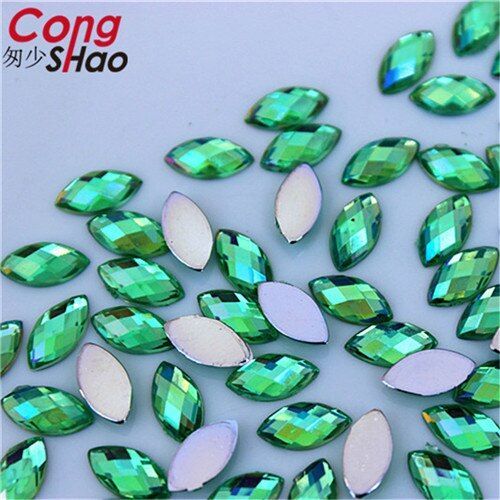 Acrylic AB Rhinestones Eye Shape Crystal Bead Flat Back 3D Nail Art Decor 5*10mm - Picture 16 of 26