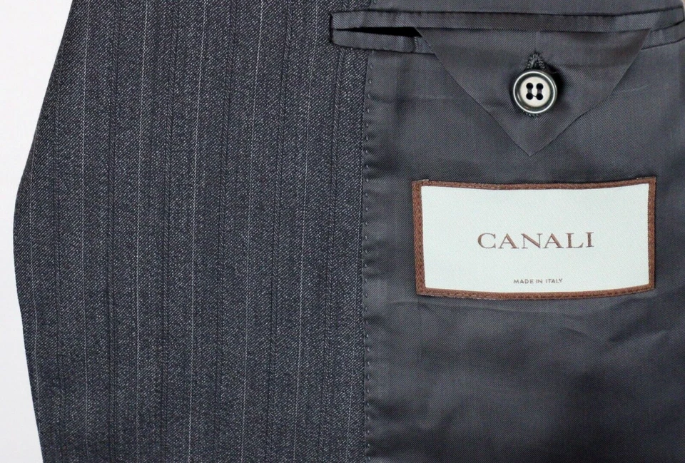 Chaqueta Traje Canali 48 R se adapta a 46 R (58 EU) Gris Rayas Lana Ajuste Moderno Abrigo Nuevo Foto 2 de 4