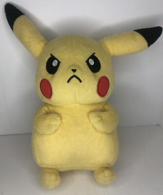 TOMY Pokemon Angry Face Pikachu Plush 8 Inch STAIN On Tail Electric Mouse Pika