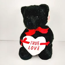 Hugfun Black Plush Teddy Bear with True Love Heart Stuffed Animal Toy 10" NWT