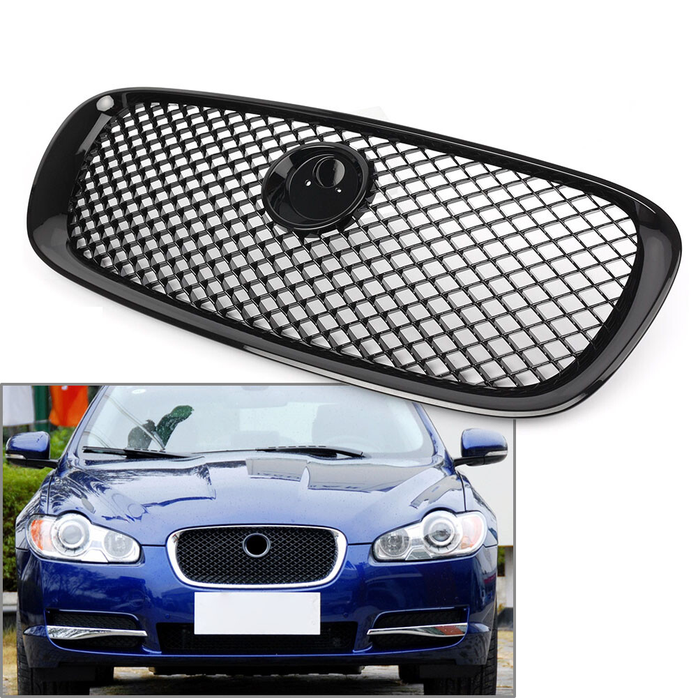 1X Car Front Bumper Grille Grill ABS For Jaguar XF 2008-2011 10 All Black