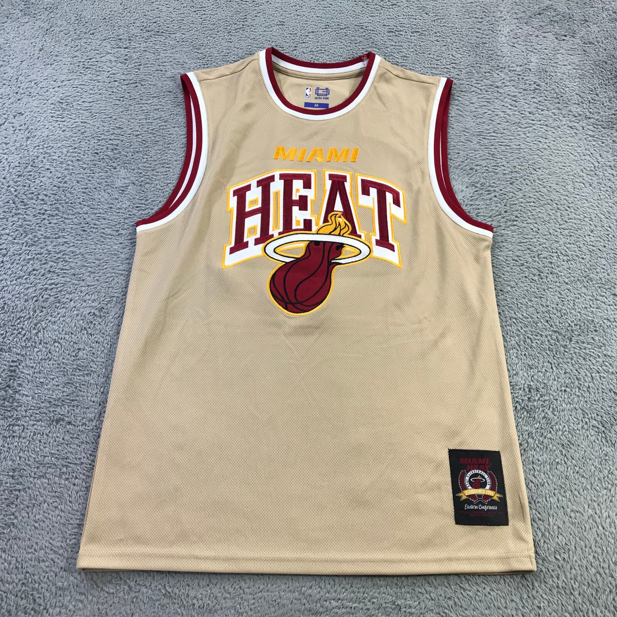 Miami Heat Jersey Mens Medium Stitched Beige NBA Ultra Game