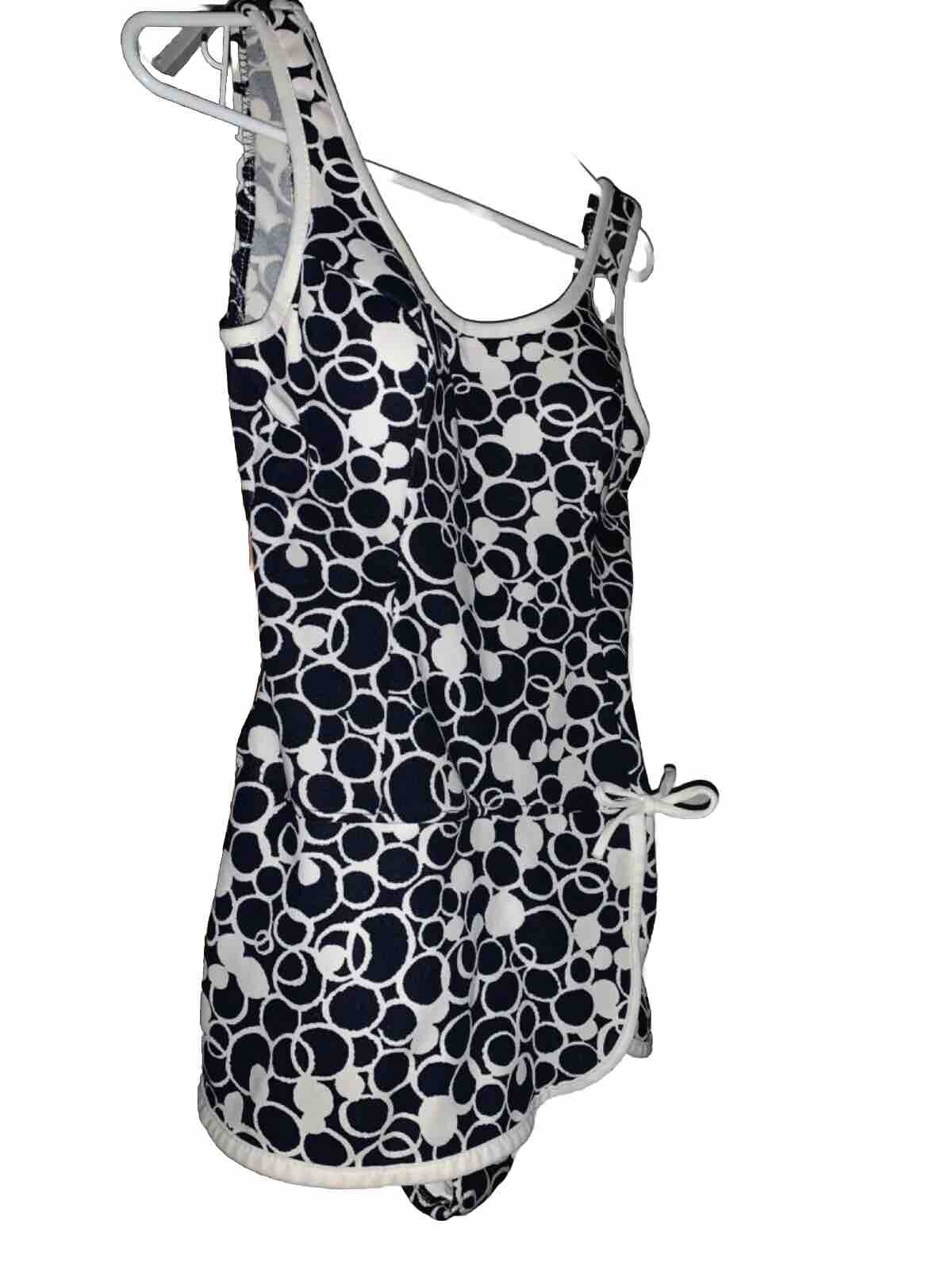 1960s onepiece french bathing suit bubble print navy… Gem