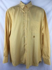 Tommy Hilfiger Mens Shirt Large Yellow 80's 2 Ply Button Down Long Sleeve A394