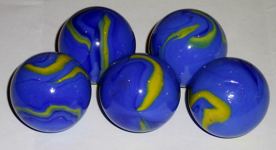 HOUSE OF MARBLES 5 Murmeln aus Glas Van Gogh ca. 35mm - Glasmurmeln, Glaskugel, Kugel (108191)