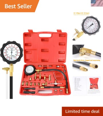 #ad Universal 0 140PSI Fuel Injector Pressure Tester Gauge Kit for Mechanics $51.29