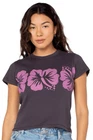 Roxy Flower Block 90's Women's T-Shirt - Phantom Flower Block - New