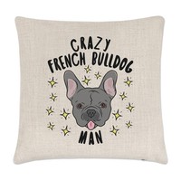 VerrüCkte FranzöSische Bulldoge Mann Stars Leinen Kissenbezug - Lustig Hund