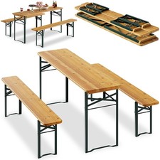 Set Birreria con 2 Panche e Tavolo Pieghevole Seduta Ergonomica e Salvaspazio