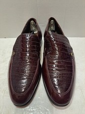 RARE Vintage GRENSON Footmaster Mock-Croc Loafers 9 G Burgundy Oxblood England