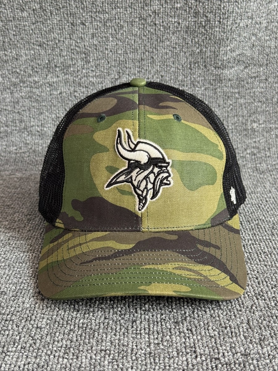 '47 Brand Minnesota Vikings Trucker Strapback Hat Green Camo Black NFL OSFA Mesh