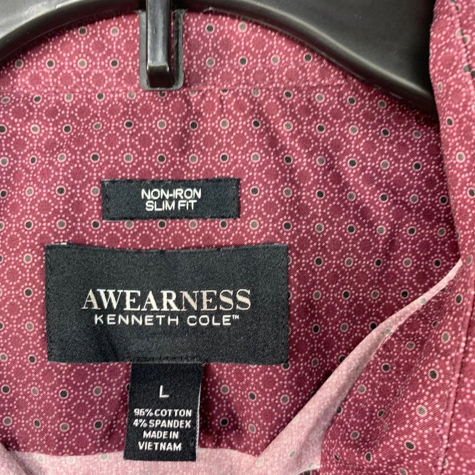 Рубашка Awearness Kenneth Cole на пуговицах мужская размер большой бордовый с длинным рукавом - Изображение 3 из 4