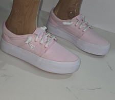DC Shoes Trase Platform TX Rosa Blanco Para Mujer Lona Atlético Skate Tenis