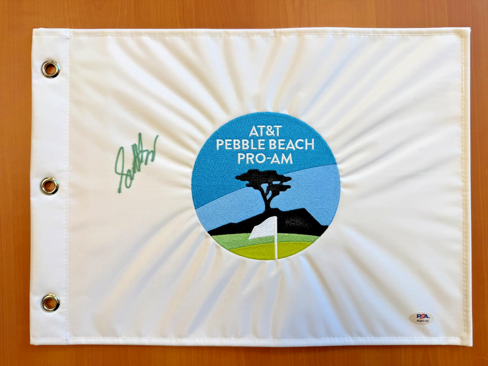 Scottie Scheffler Autographed Signed AT&T Pebble Beach Pro-Am Flag PSA/DNA COA 