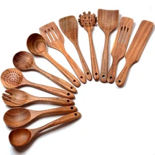 Wooden Spoons for Cooking,12 Pack Wooden Utensils for Cooking Wooden Kitchen Ute