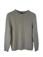 J Crew Men M Heather Gray 100 Italian Cashmere Cable Knit LS Crew Neck Sweater