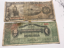 1914 Mexico lot of 2    Banknote  Paper Money    50 / 10 pesos