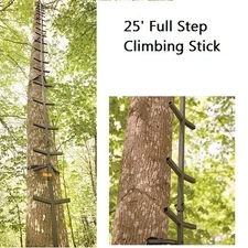Tree Stand Climbing Stick Hunting Ladder 25 FT Full Steps 5 Pc Tubular Steel