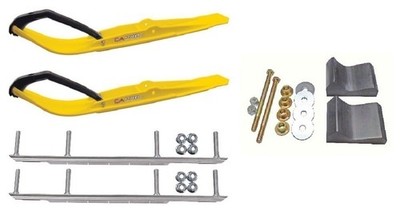 C&A Pro Yellow Razor Snowmobile Skis w/ 9'' Shaper Bars Complete Kit Polaris