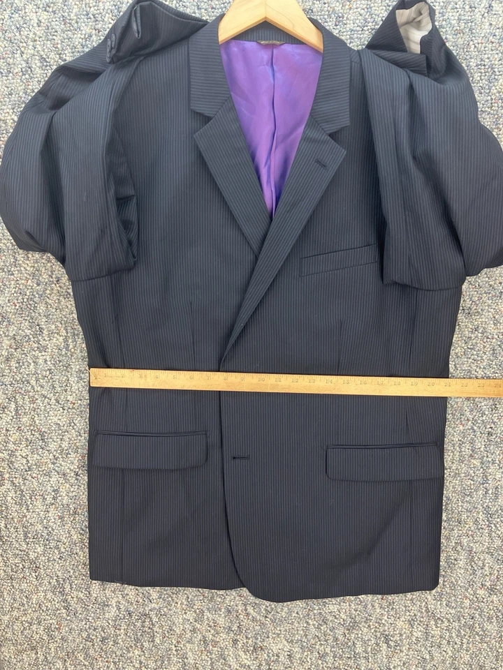 Traje de lana Neiman Marcus Super 120s para hombre 2 piezas 46R chaqueta 39x32 pantalones cónicos Foto 4 de 4