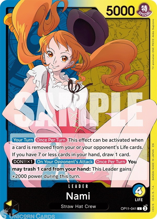 OP11-041 Nami : Leader English One Piece TCG Card : OP11: A Fist Of Divine Speed