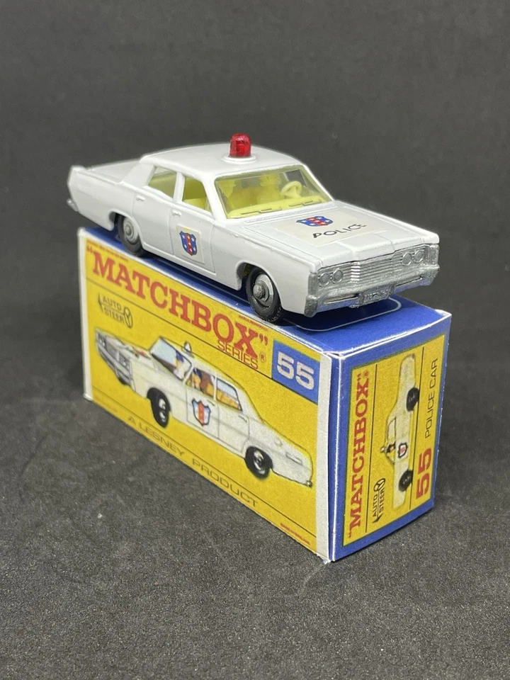 Vintage Lesney Matchbox 55 Mercury Red Dome Police Car Disc Wheels Repro Box. - Image 3 of 4