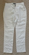Chaps White Linen Pants Size 6 Women's Lined Mid Rise 100% Linen